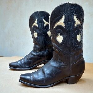 1940s • Spade-Inlay Cowboy Boots • Women’s 8 M Vintage Pee Wee Boots